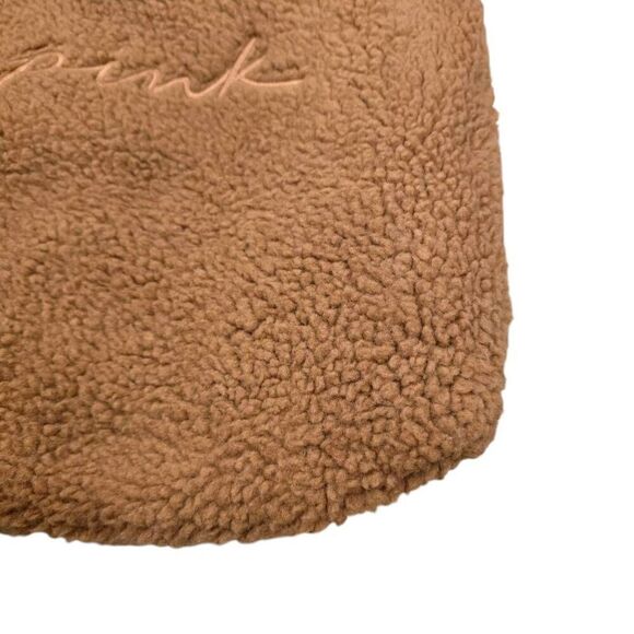 PINK Victoria's Secret Women's Mocha Brown Sherpa Cozy Plush Weekender Tote Bag - Picture 4 of 7